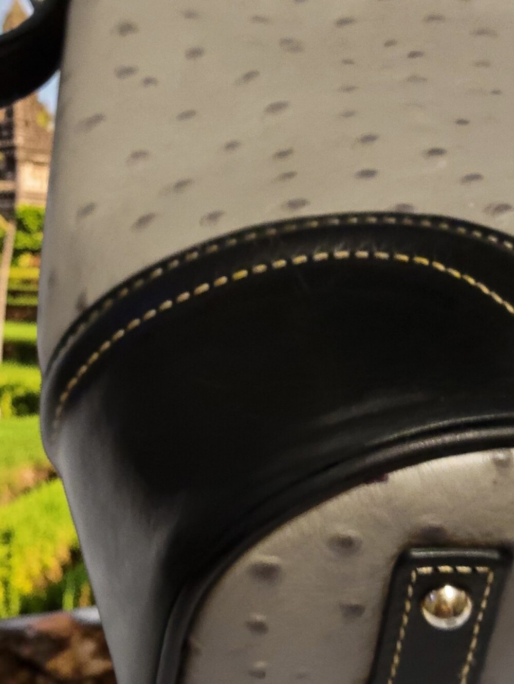 Dooney & Bourke EUC! Grey Ostrich Embossed Leather HOBO with Wallet & Dustbag - Picture 6 of 16